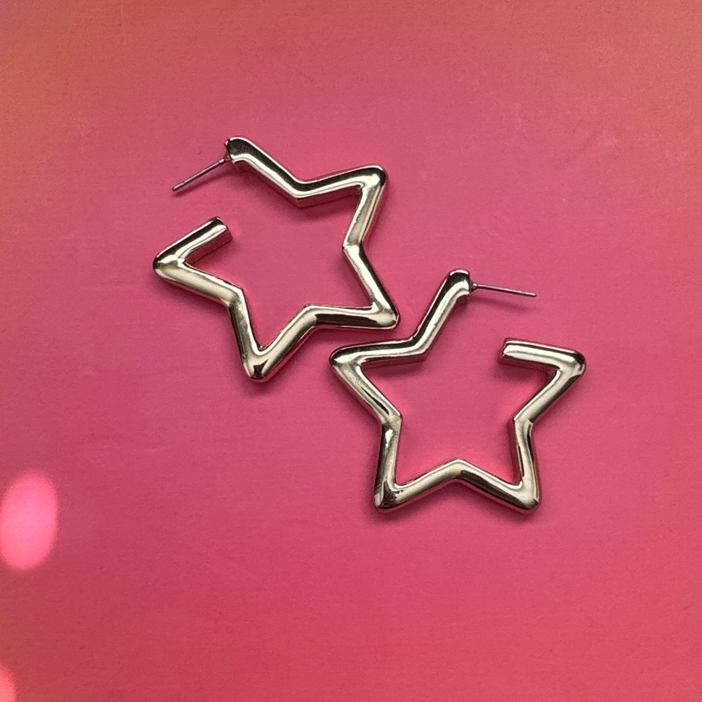 Gold Star Hoop Earrings
